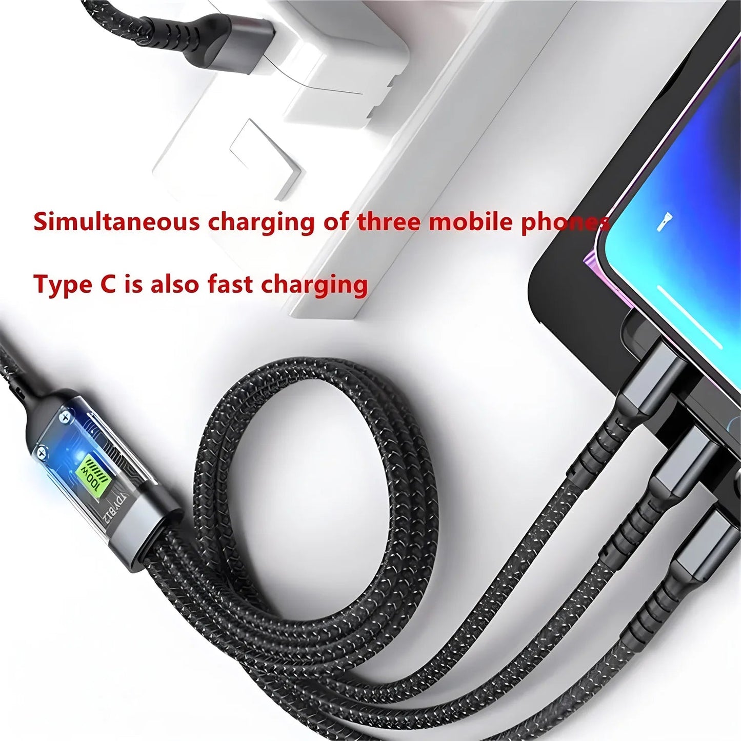 100w 3 - in - 1 Super Fast Charging Cable - BSMART