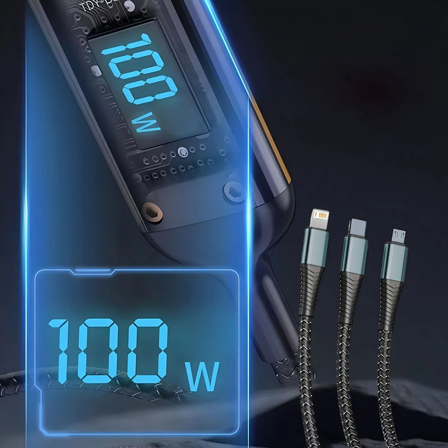100w 3 - in - 1 Super Fast Charging Cable - BSMART