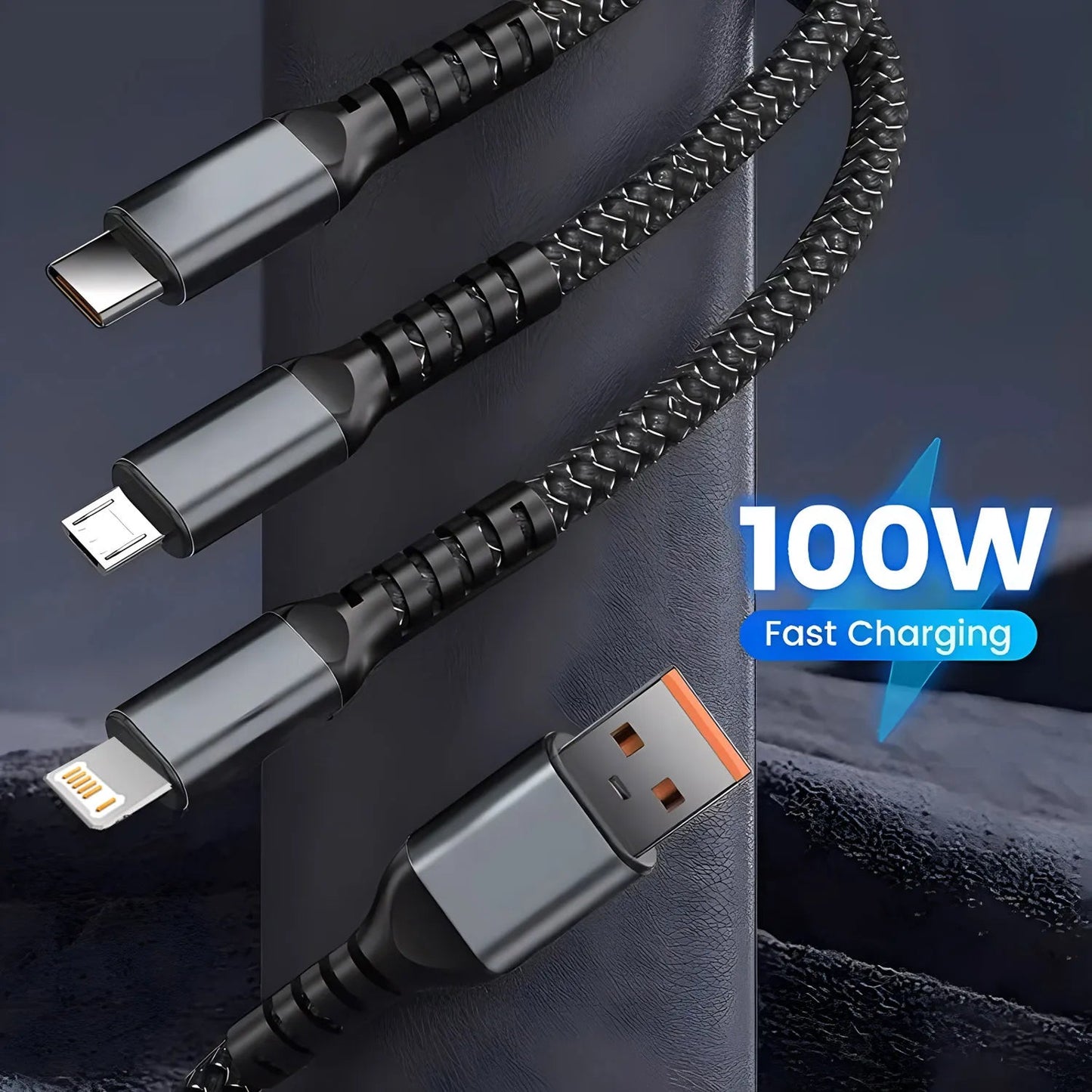 100w 3 - in - 1 Super Fast Charging Cable - BSMART