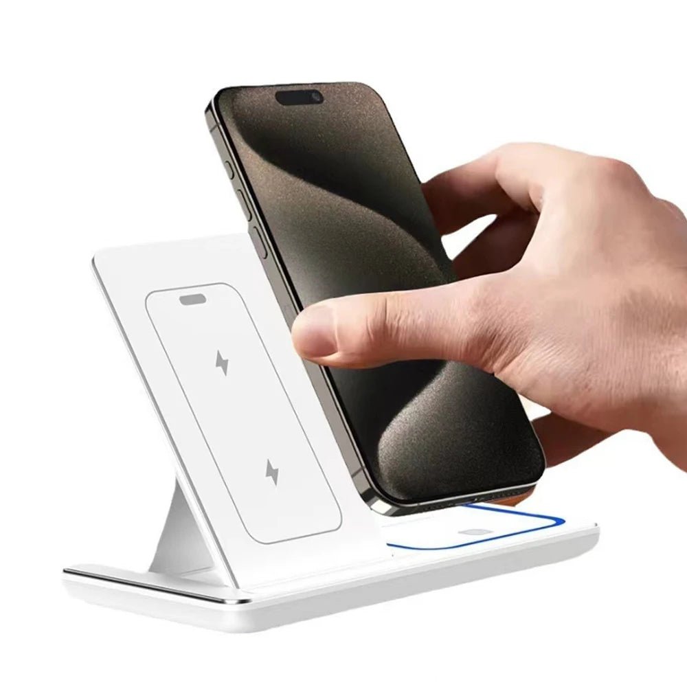 30W LED Wireless Charger 3 in 1 Foldable Charging Station For iPhone 16 15 14 13 12 For IWatch 9 8 7 6 5 4 For Airpods Pro - BSMART