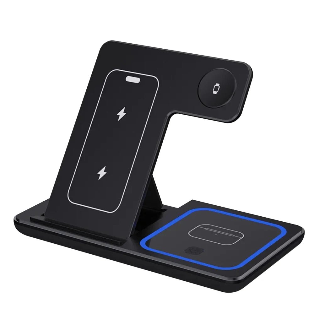 30W LED Wireless Charger 3 in 1 Foldable Charging Station For iPhone 16 15 14 13 12 For IWatch 9 8 7 6 5 4 For Airpods Pro - BSMART