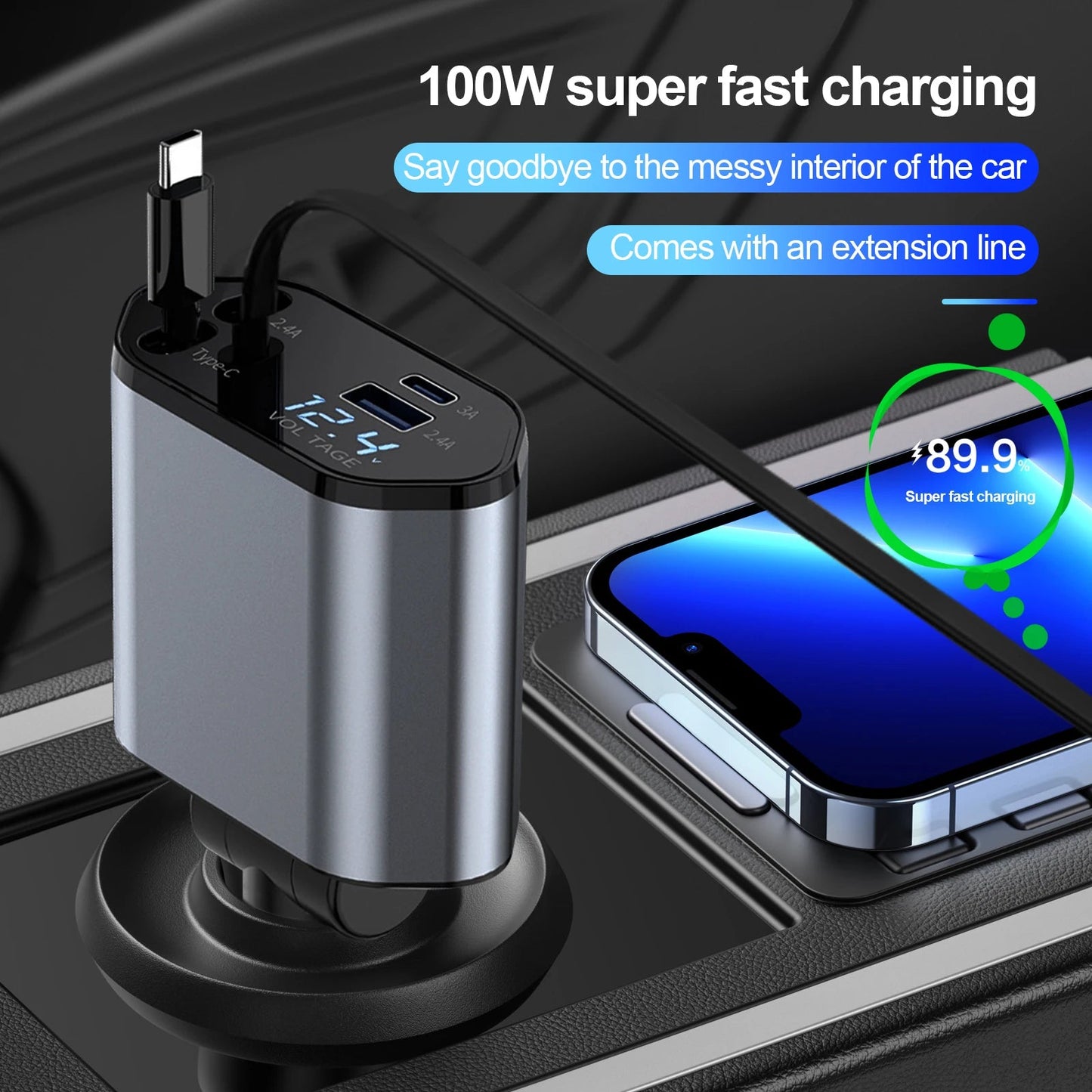 4 - in - 1 Retractable Car Charger - BSMART