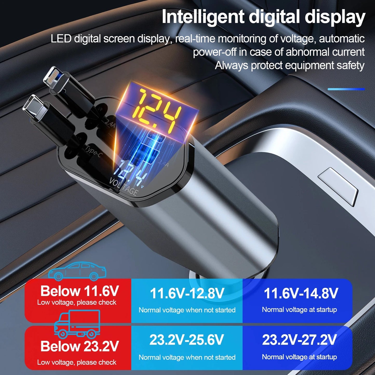 4 - in - 1 Retractable Car Charger - BSMART