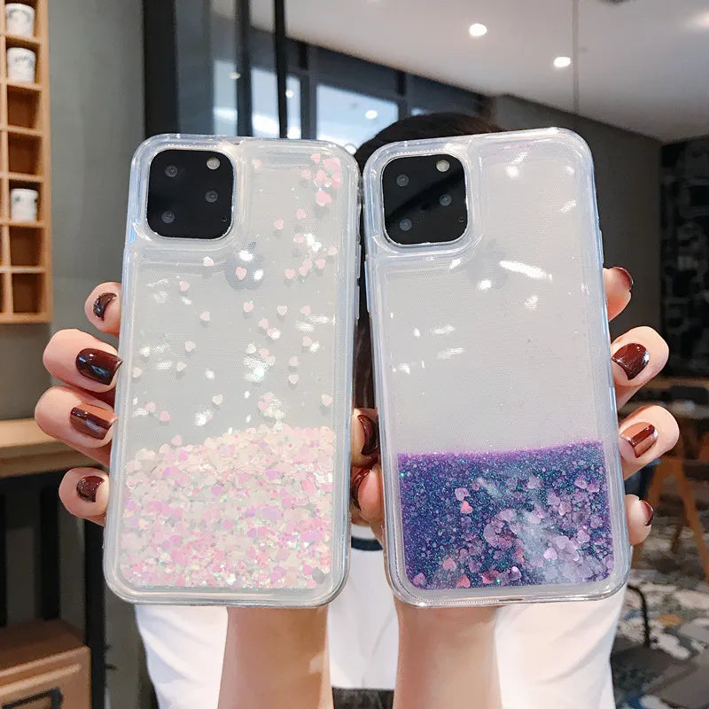 Love Heart Glitter Phone Case For iphone