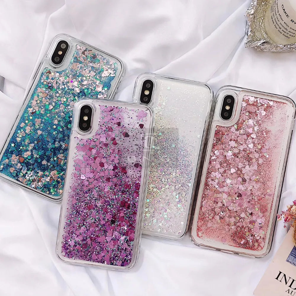 Love Heart Glitter Phone Case For iphone