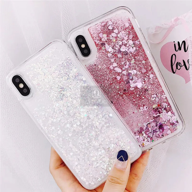 Love Heart Glitter Phone Case For iphone