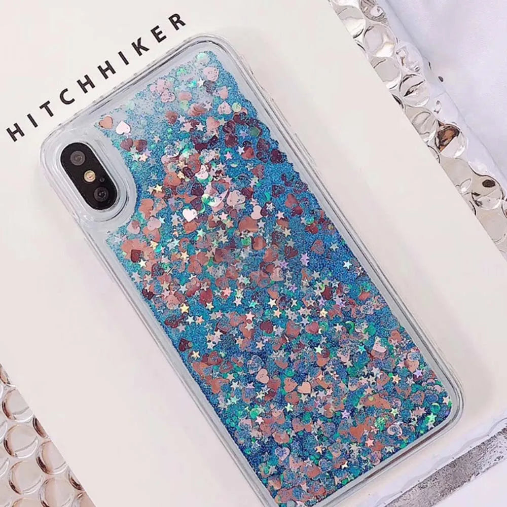Love Heart Glitter Phone Case For iphone