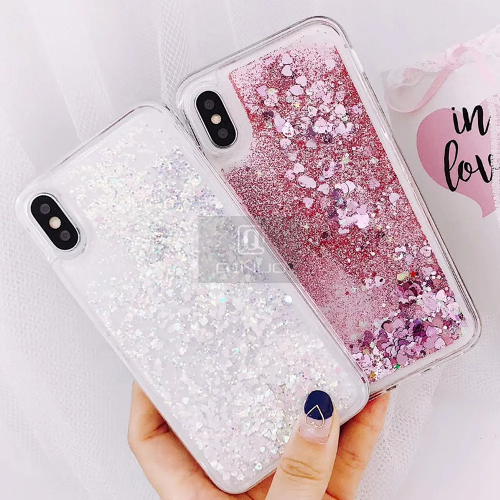 Love Heart Glitter Phone Case For iphone