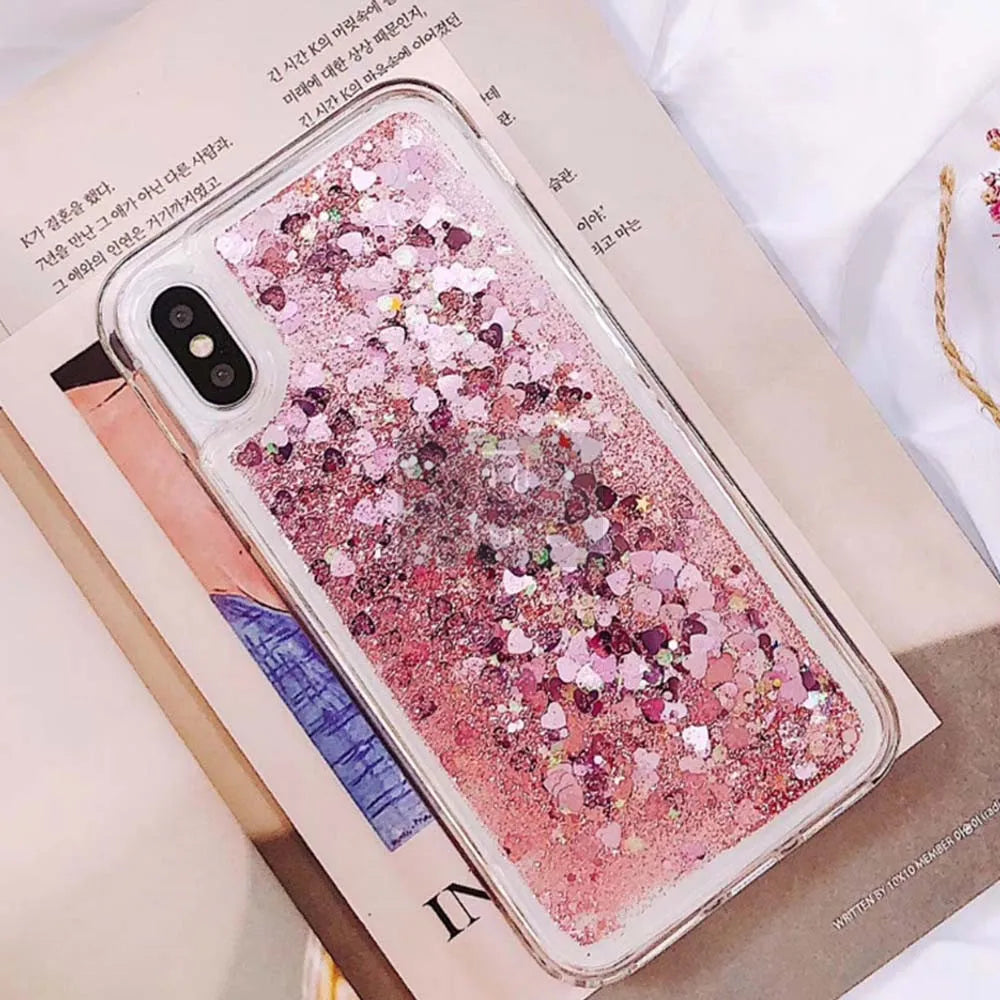 Love Heart Glitter Phone Case For iphone