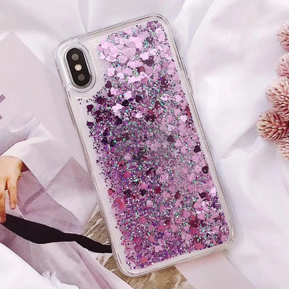 Love Heart Glitter Phone Case For iphone
