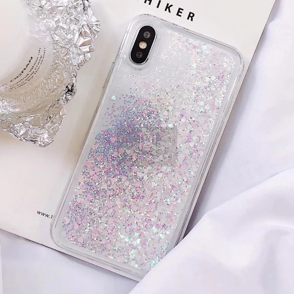 Love Heart Glitter Phone Case For iphone