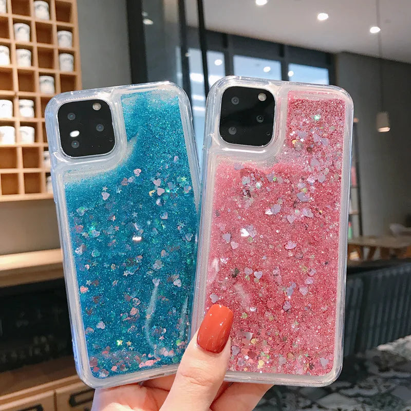 Love Heart Glitter Phone Case For iphone