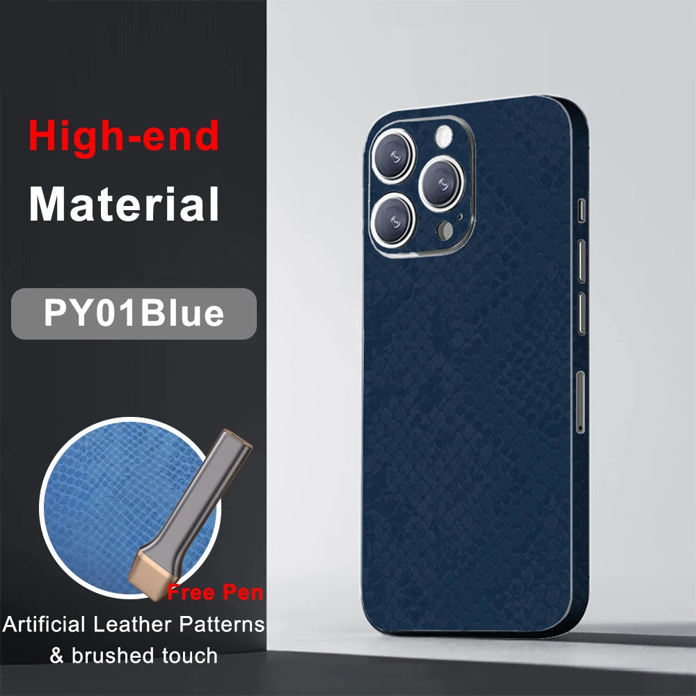 CASEKiTTY Skin Leather For iPhone 15 Pro Max Back Film 14 Plus Sticker 13 12 Mini Protective Decal Wrap Full Cover Protector