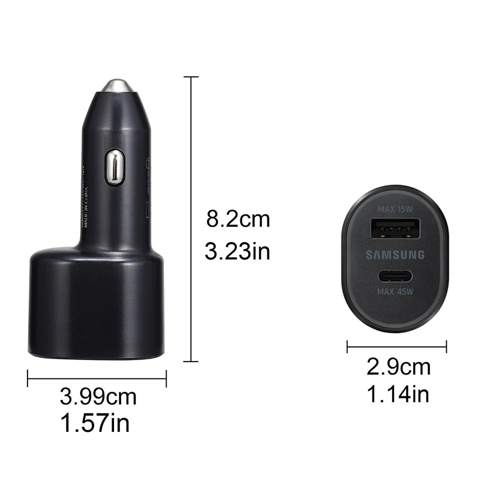 SAMSUNG Car Usb Charger 45w 15w Usb C Quick Fast Charge Adapter Car Cargador Samsung Galaxy S25 Ultra S24 Z Flip A16 A56 A26 A36
