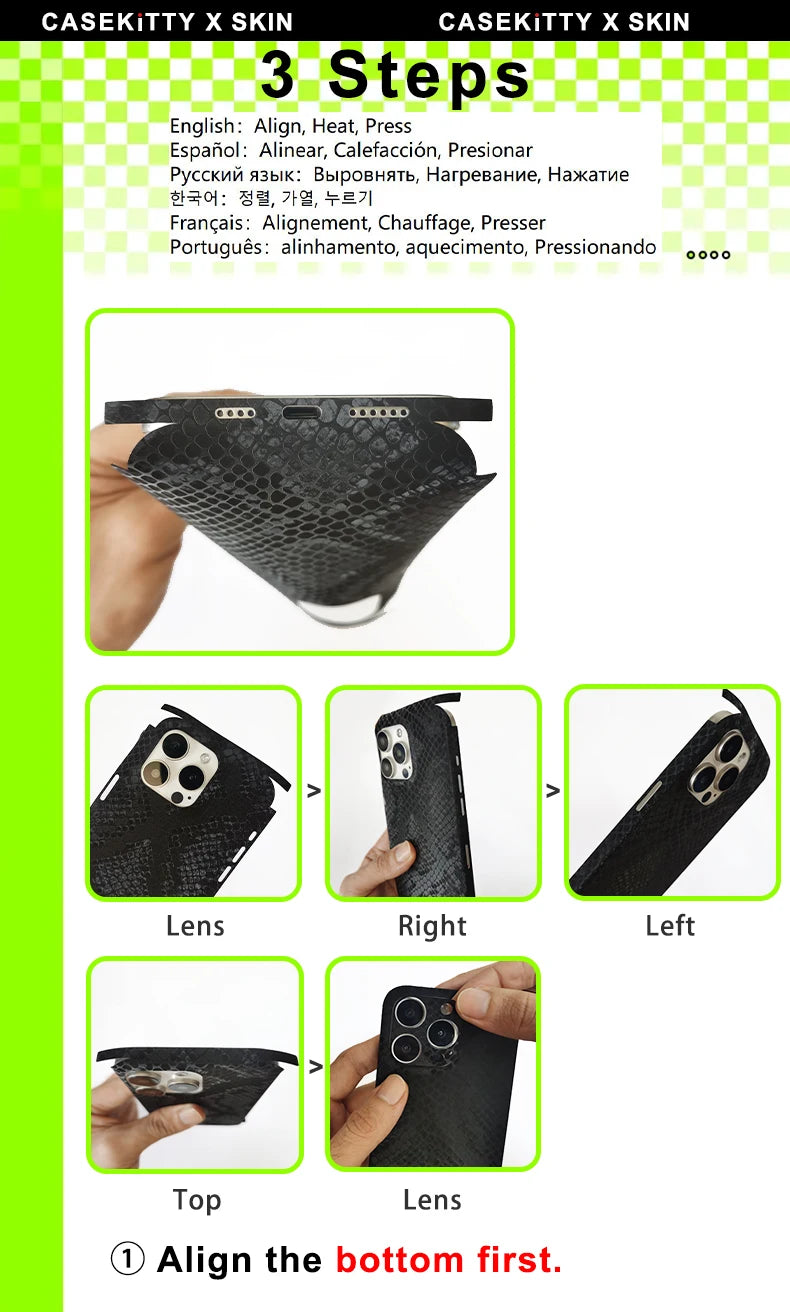 CASEKiTTY Skin Leather For iPhone 15 Pro Max Back Film 14 Plus Sticker 13 12 Mini Protective Decal Wrap Full Cover Protector