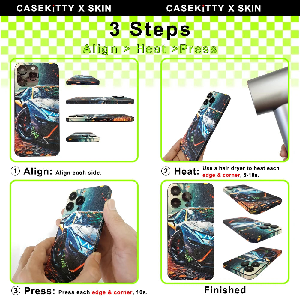 CASEKiTTY Skin Wrap For iPhone 16 Pro Max Back Film 15 14 Plus Sticker 13 12 Mini Protective Decal Full Cover Matte Protector