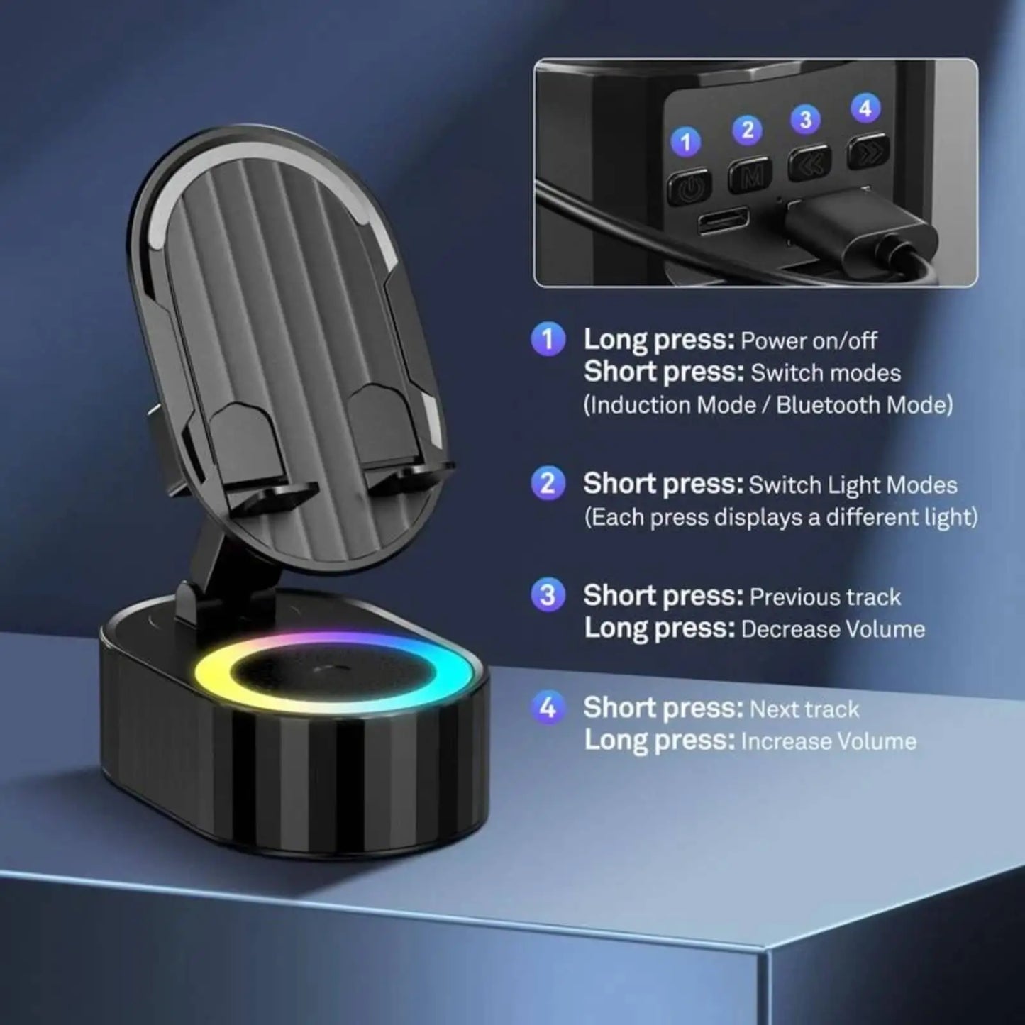 5 in1 Wireless Induction Bluetooth Speaker