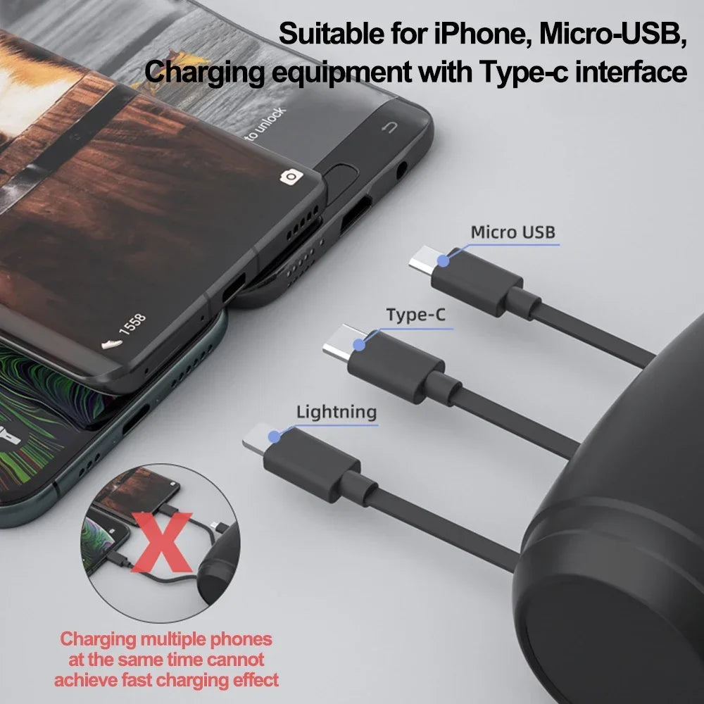CAER 3 in 1 Retractable Car Charger