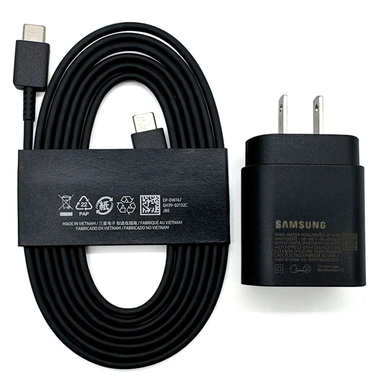 SAMSUNG Tab S9+ 25W Super Fast Charger US Plug Adapter 1.8m USB C Cable For Galaxy Tab S6 Lite A9 A9+ S9 Plus FE+ S23 FE Ultra