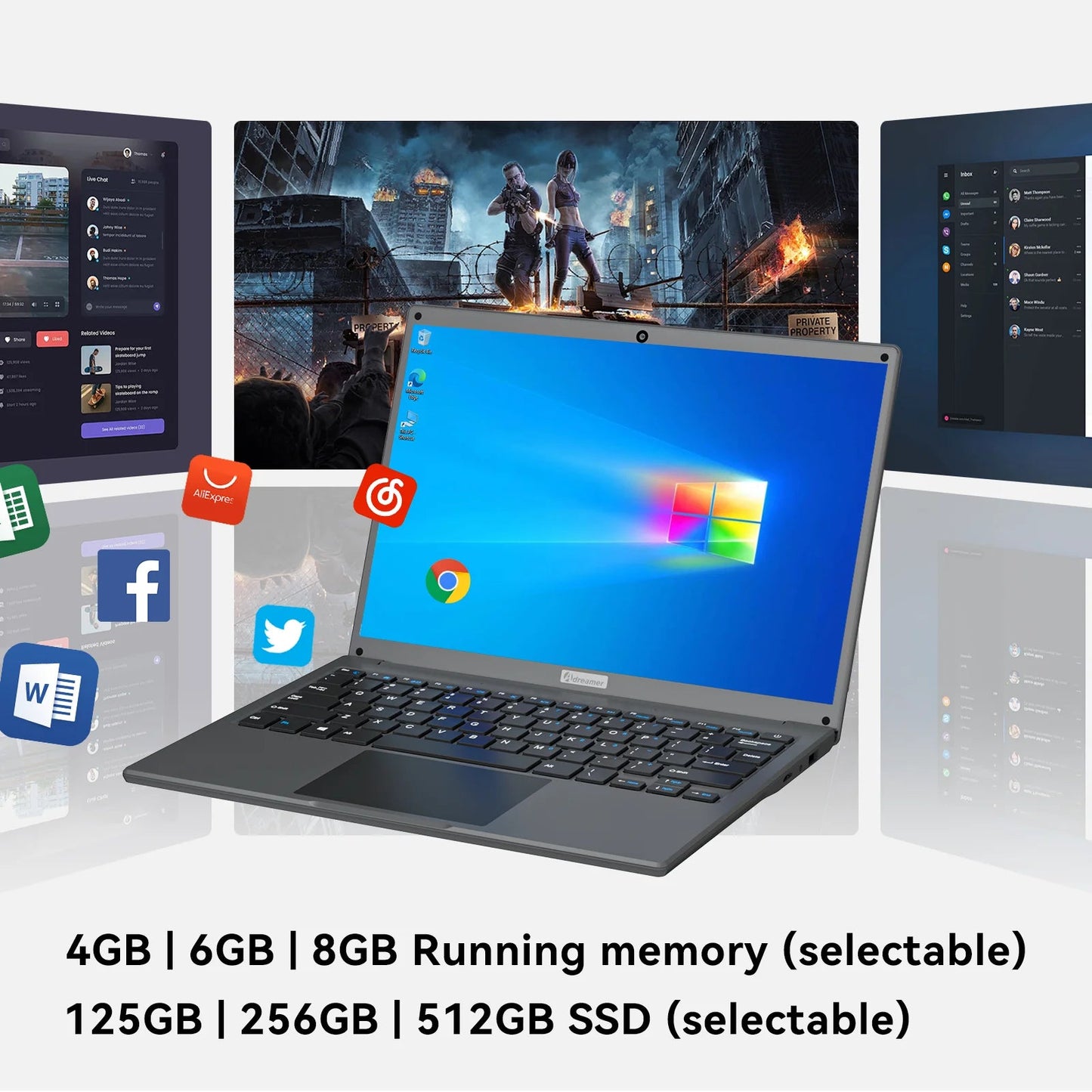Adreamer LeoBook13 Laptop 8GB RAM 1TB SSD Notebook 13.3 - inch 2560X1600 Resolution Computer Intel Celeron N4020 Ship From US - BSMART