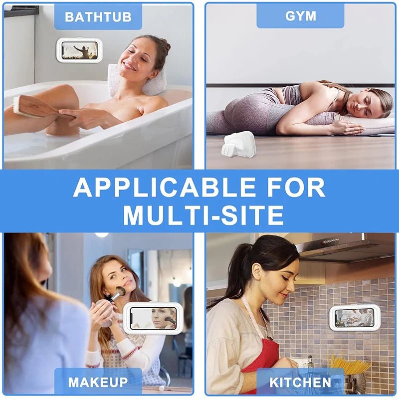 New Rotation Waterproof Bathroom Phone Wall Mount Holder Adjustable Shower Phone Case Stick on Wall Bathroom Toilet Phone Holder - BSMART