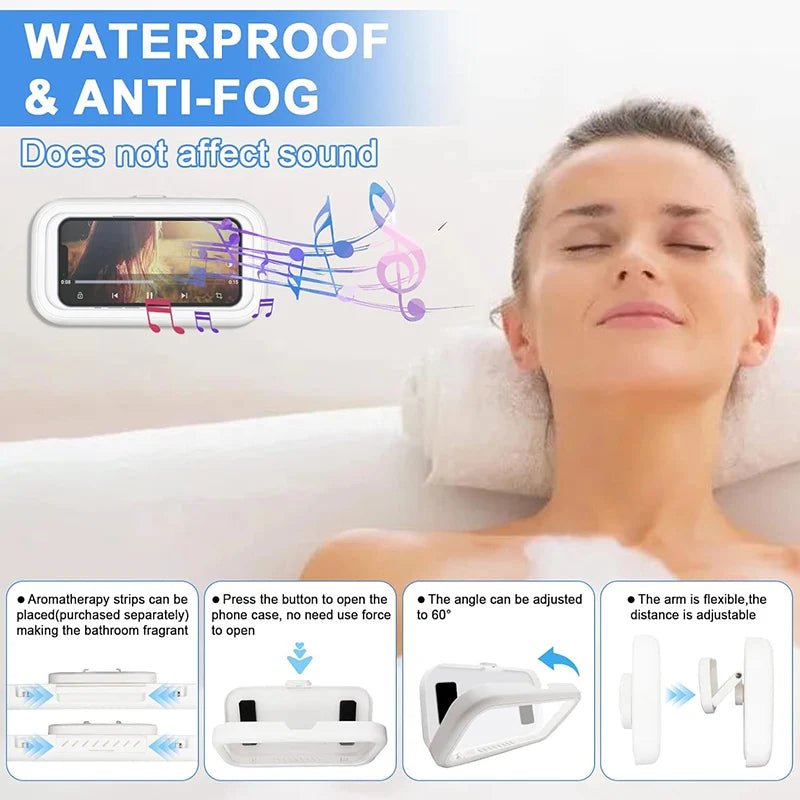 New Rotation Waterproof Bathroom Phone Wall Mount Holder Adjustable Shower Phone Case Stick on Wall Bathroom Toilet Phone Holder - BSMART