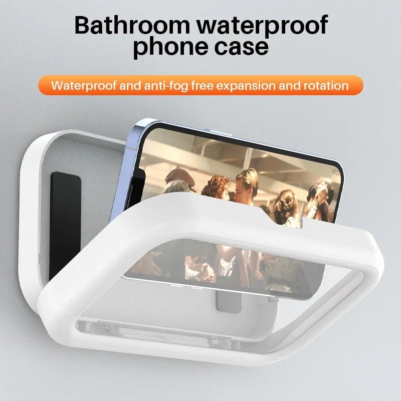 New Rotation Waterproof Bathroom Phone Wall Mount Holder Adjustable Shower Phone Case Stick on Wall Bathroom Toilet Phone Holder - BSMART