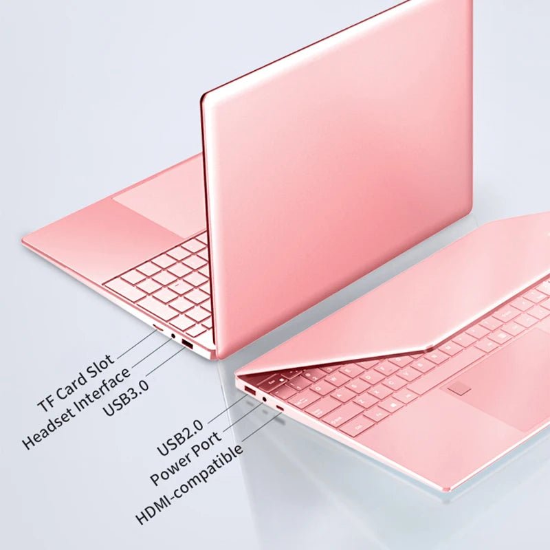 Woman Laptop Windows 10 Office Education Gaming Notebook Pink 15.6“10th Gen Intel Celeron J4125 12G RAM 1T Dual WiFi Narrow Side - BSMART