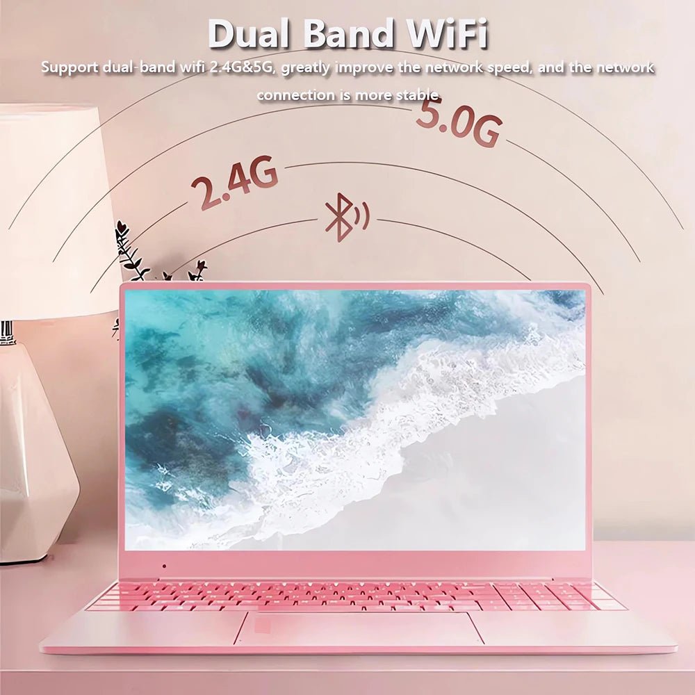 Woman Laptop Windows 10 Office Education Gaming Notebook Pink 15.6“10th Gen Intel Celeron J4125 12G RAM 1T Dual WiFi Narrow Side - BSMART