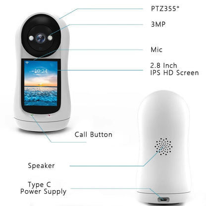 3MP PTZ WiFi Baby Monitor - BSMART