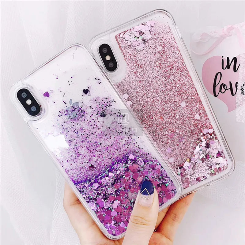 Love Heart Glitter Phone Case For iphone