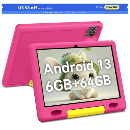 BESTSKI 10 - inch Kids Tablet Android 13 Kid Tablet, 6GB RAM, 64GB ROM, Quad - Core Processor, Kidoz Pre Installed, Parental Control - BSMART