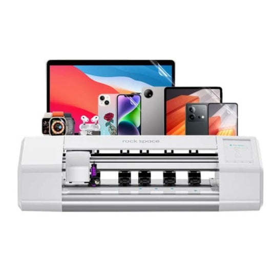 A professional screen-protector cutting system that lets you create perfect-fit protectors for thousands of devices in seconds — no pre-cut inventory needed.