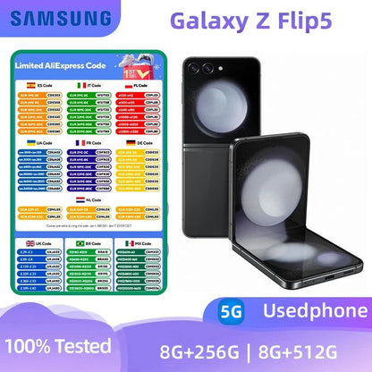 Samsung Galaxy Z Flip5 5G SmartPhone Qualcomm Snapdragon 8 Gen2 6.7inch Screen 3700mAh 12MP Camera Original Used Phone - BSMART