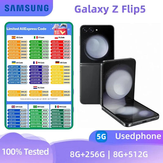 Samsung Galaxy Z Flip5 5G SmartPhone Qualcomm Snapdragon 8 Gen2 6.7inch Screen 3700mAh 12MP Camera Original Used Phone - BSMART