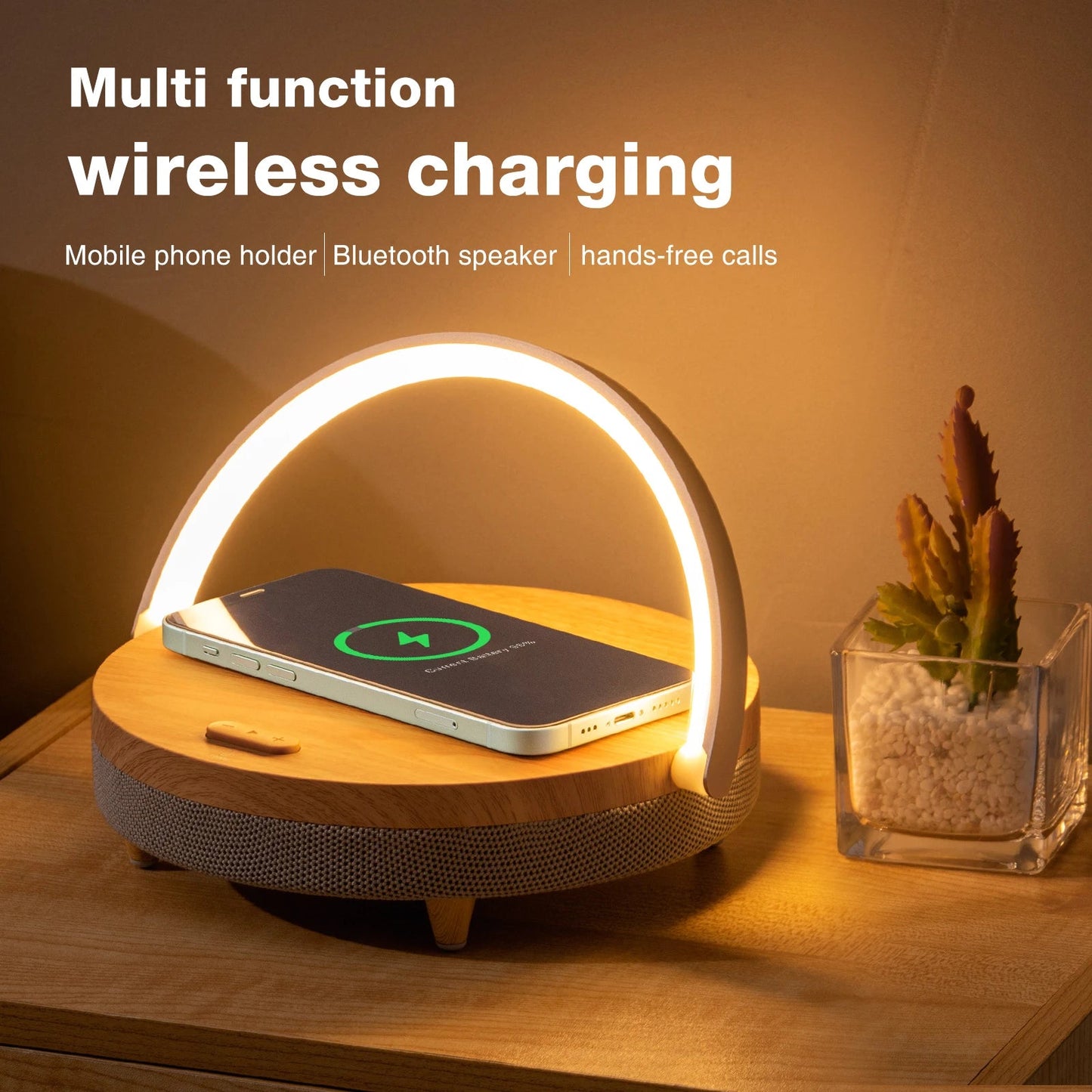 Wood Wireless Charger & Bluetooth Speaker - BSMART